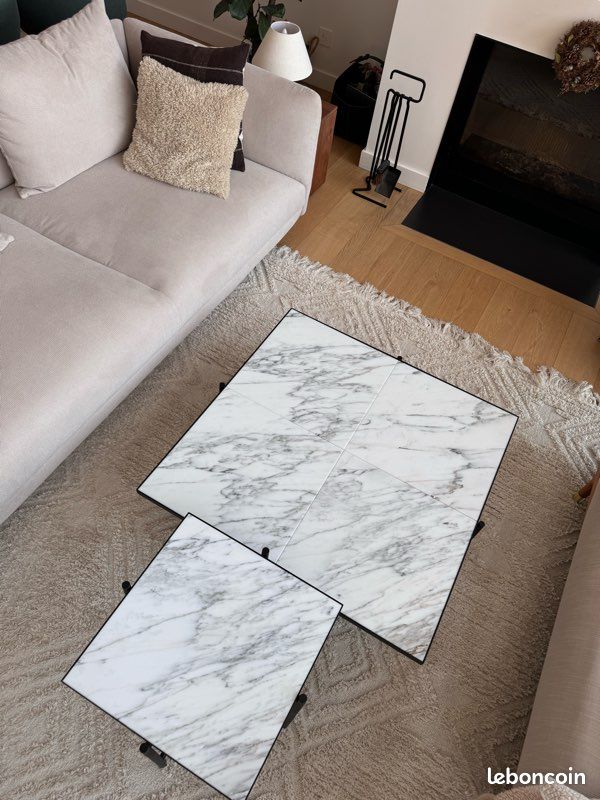 Table basse + Table d’appoint en marbre blanc HANDVÄRK (image 4)