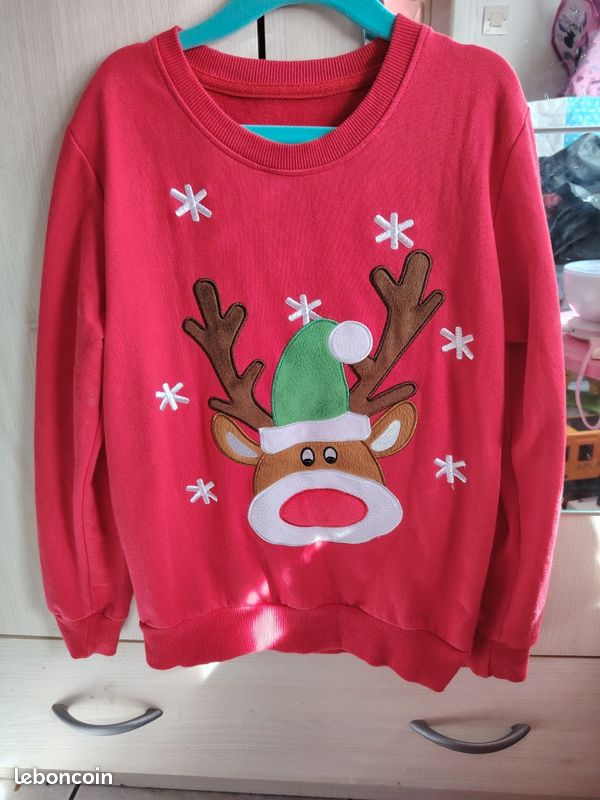 Pull Noël Fille Justice Taille 18 Avec Emoji - Mélange Coton/acrylique - Occasion Très Bon état