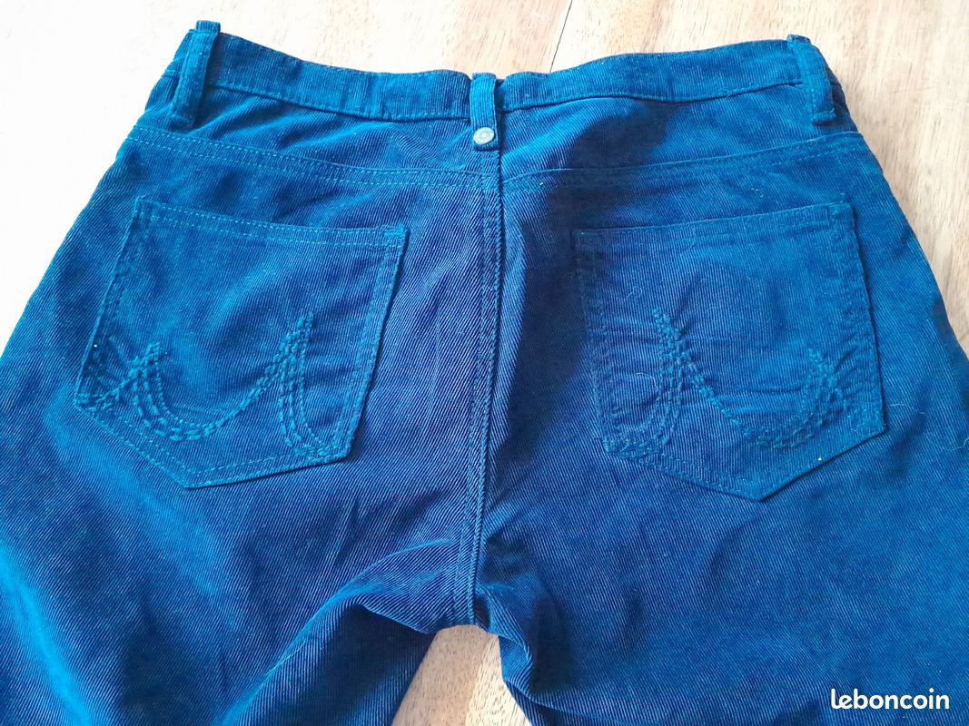 Pantalon velours Bérénice T S Bleu marine (image 1)
