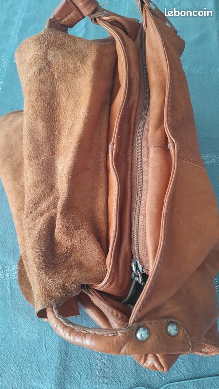Sac à mains tout cuir marron (image 1)