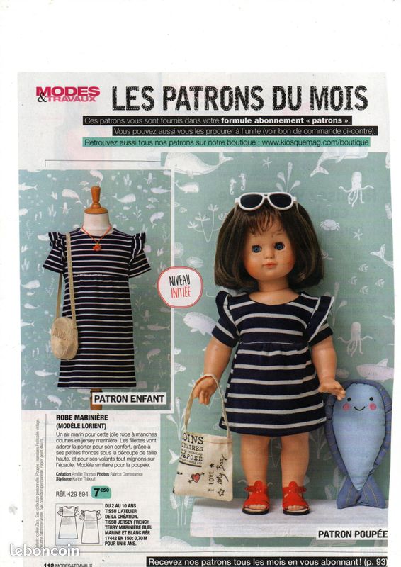 Patron De Couture Original – Robe De Chambre Pour Poupée Bleuette – Mars 1913