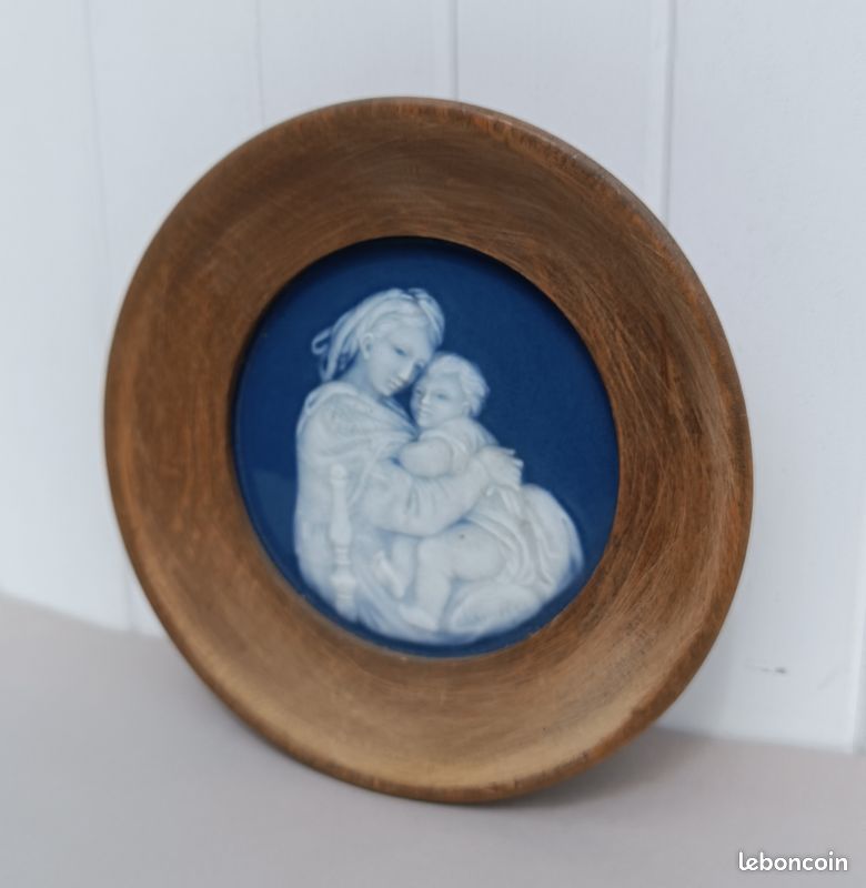 Cadre porcelaine de Limoges émaille bleu blanc - Vierge à l'Enfant (image 4)