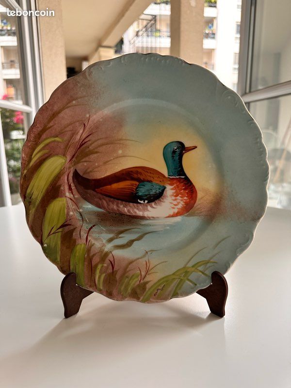 Ancienne Assiette LE TALLEC Peinte à La Main Avec Dorure Et Motif Floral - Porcelaine Française