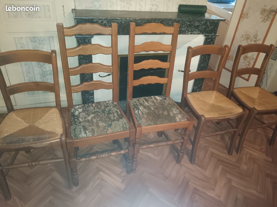 Lot 6 chaises bois et tissus (image 2)