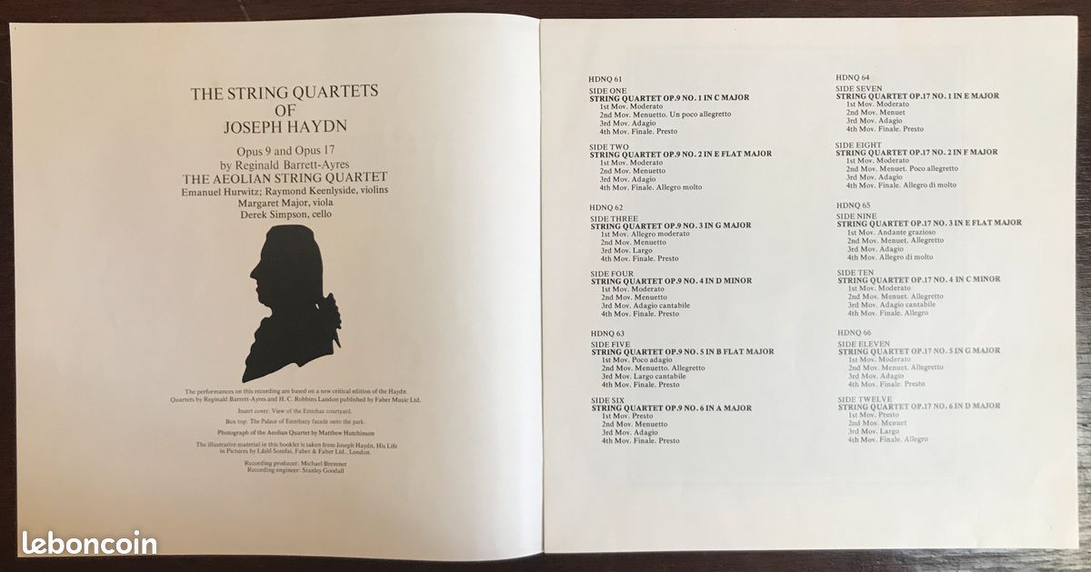6xLP Haydn Aeolian String quartets 9 17 Argo UK 1975 Classique Musique chambre Simpson Major Hurwitz (image 3)
