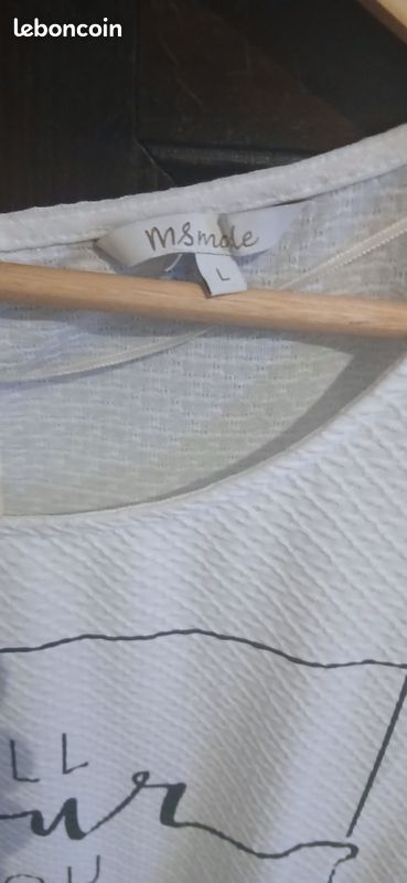 Tee-shirt blanc avec inscription taille L marque MSMode (image 4)