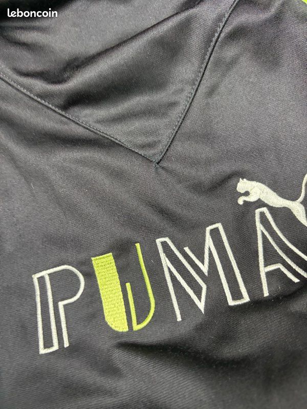 Veste Puma vintage 80s noir/vert coupe large logo brodé dos - XXL (image 6)
