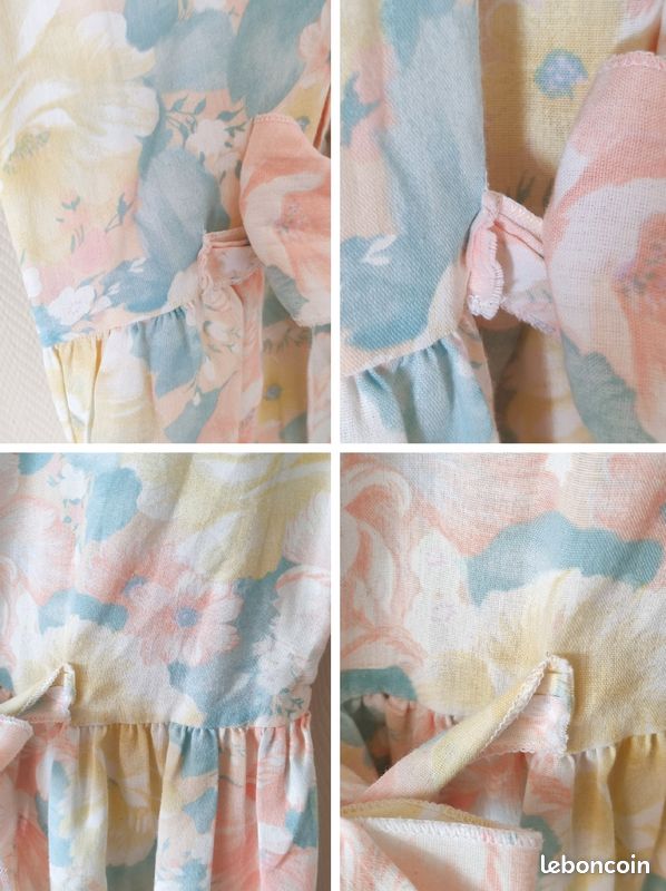Adorable robe vintage fille manches courtes fleurie - Taille 5 ans (image 7)