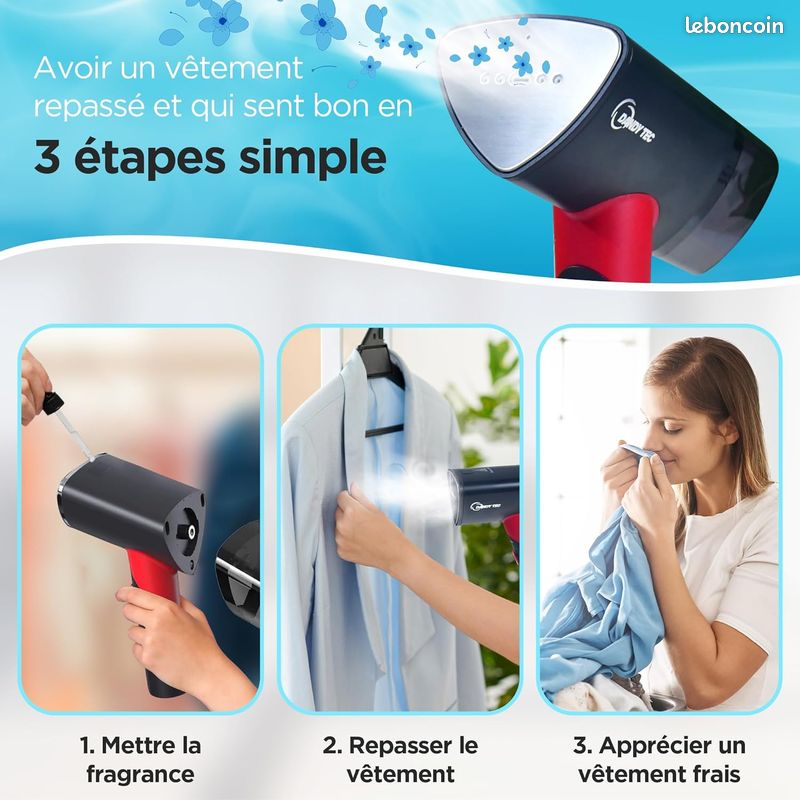 Dfroisseur vapeur 2 en 1 avec diffuseur d'odeur - 1200W, 200ML, convient a  tous les tissus - NEUF - lectromnager