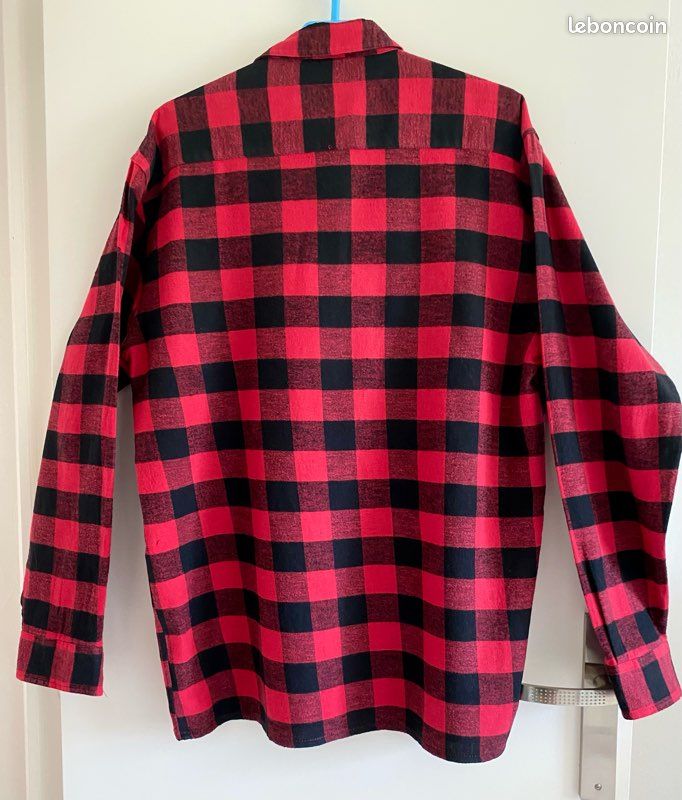 Chemise à carreaux rouge / noir homme flanelle taille 39/40 (image 3)