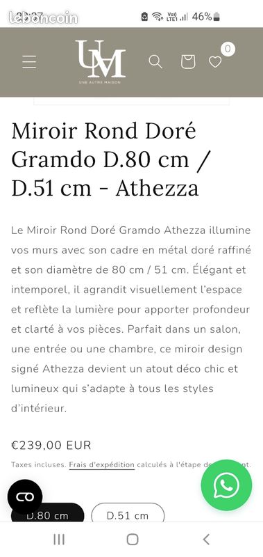 A vendre Grand miroir rond 81cm de diamètre (image 5)