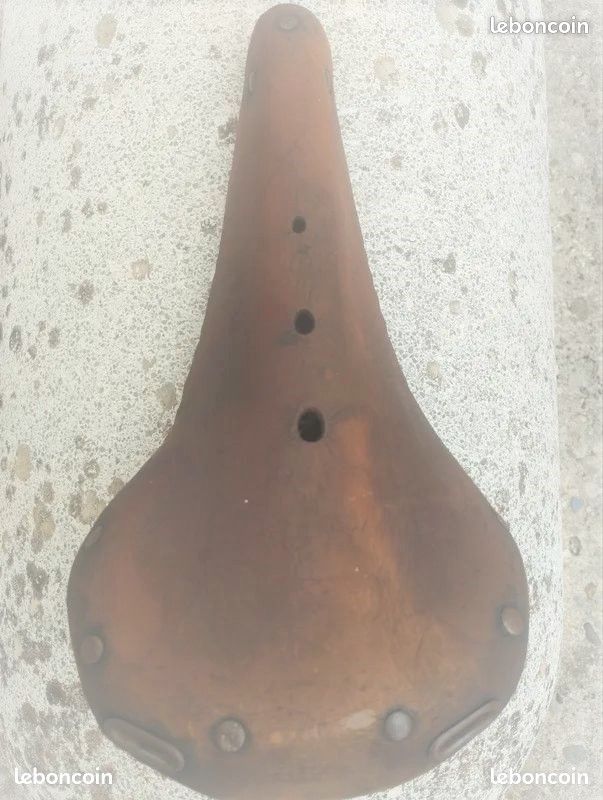 Selle De Vélo Vintage Gves En Cuir - Style Rétro Pour Route Et Tourisme, Rail 7x7mm, Occasion