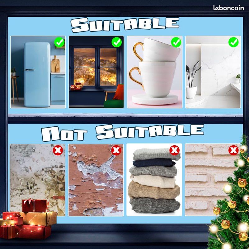 2 Feuilles Noël Autocollants Fenetre Fluorescent Decoration Noel Stickers Noel Fenetre PVC Lumineux Stickers Muraux De Noël Pour Vitres Vitrines (B