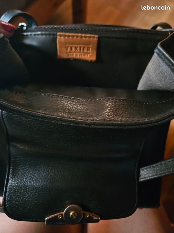 Sac bandoulière Texier en cuir grainé noir + Dustbag (image 4)