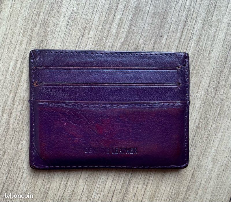 Porte carte en cuir violet (image 1)