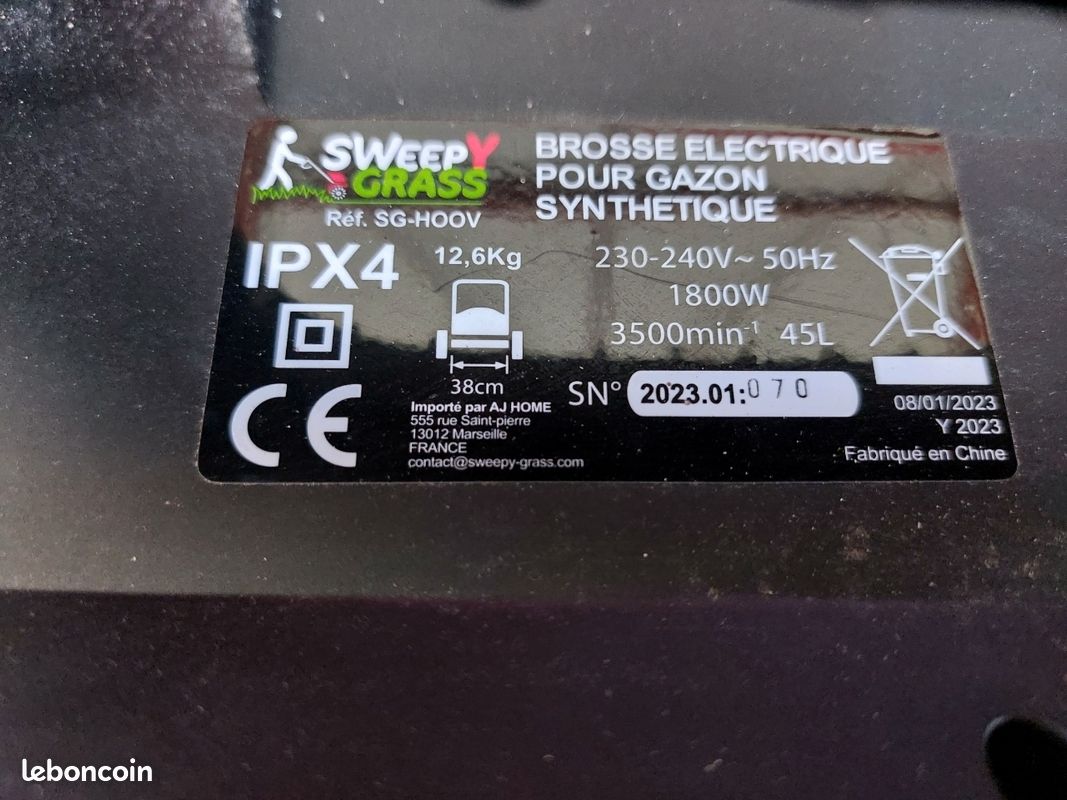 Brosse électrique SWEEPY GRASS SG-H00V – 1800W – Gazon synthétique (image 3)