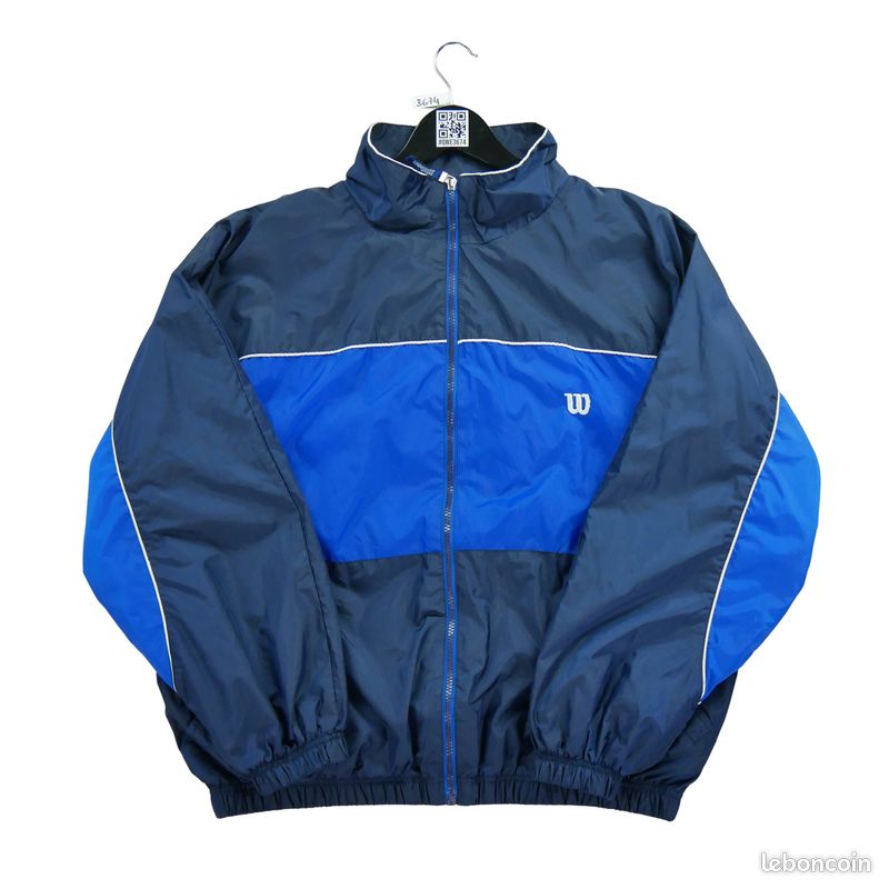 Wilson Coupe-vent Vintage Y2K Homme Taille M Bleu #QWE3674 Vêtements