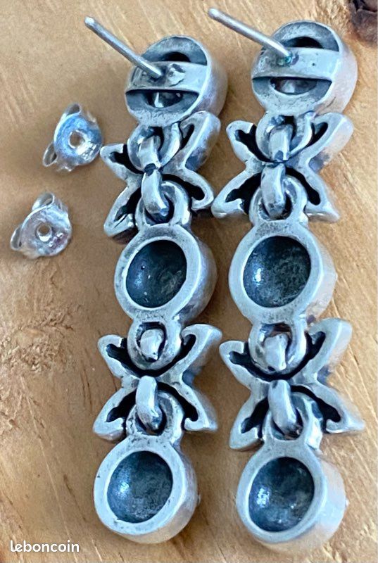 Ensemble Bijoux Argenté Collier + Boucles D'oreilles Percées YL-69 - Occasion - Ton Argent