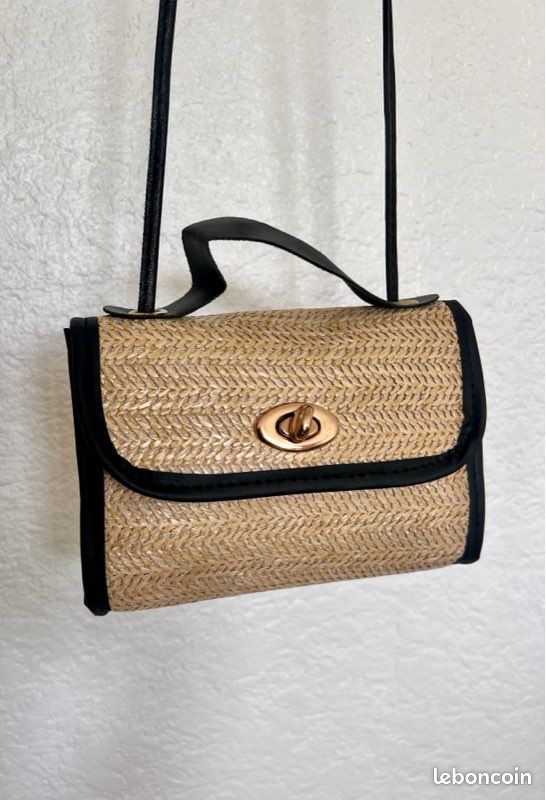 ☀️ Sac à main bandoulière & pochette 2 en 1 en paille & cuir noir pour un style bobo chic cet été (image 10)