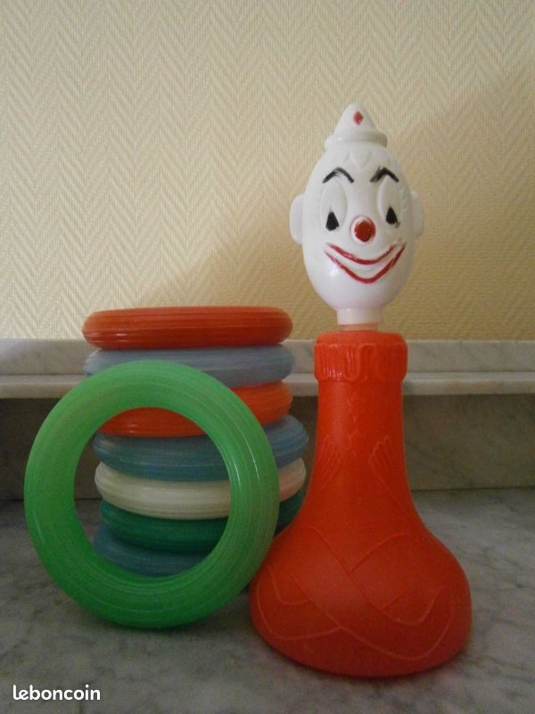 Clown + anneaux plastique jeu de plage de bazar années 60 (image 3)