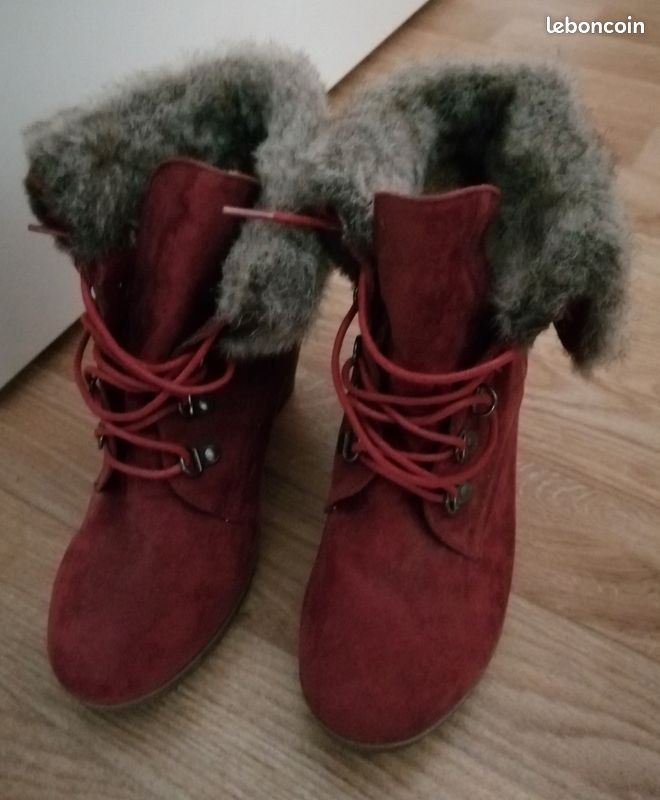 Bottines Compensées Bottines Daim Rouge Bottine Sybel Compensée