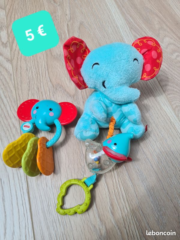 Jouets bébé éléphant vibrant et hochet (image 1)