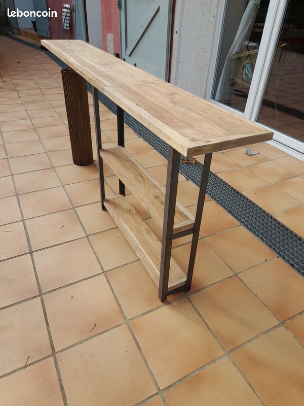 1 grande console en teck et acier (image 6)