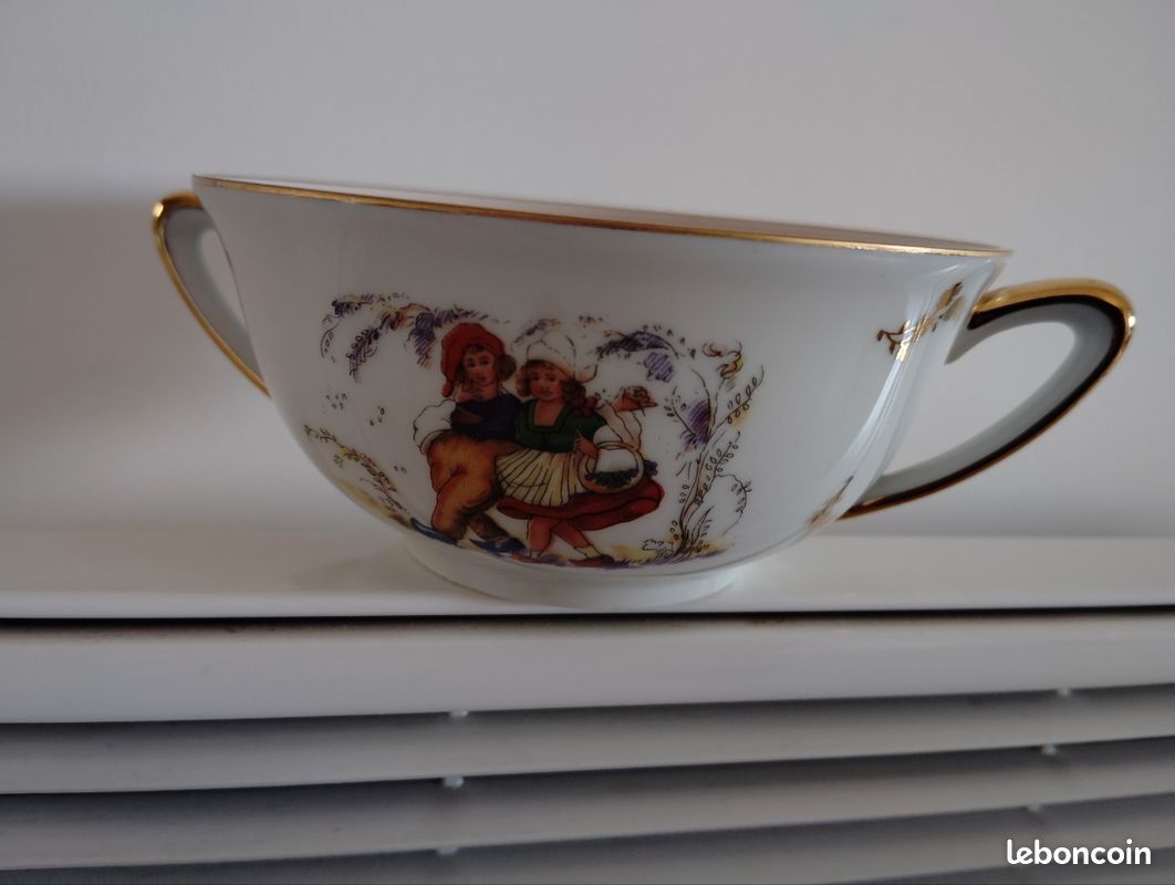 Bol ancien à soupe ou bouillon porcelaine Jammet Seignolles Limoges (image 3)