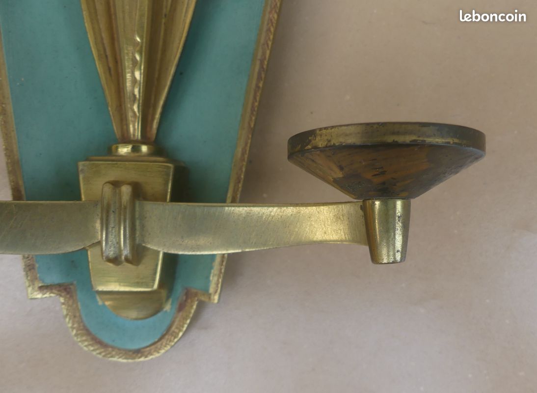 Ancien porte (pique) cierge Sainte Vierge Marie bronze patine verte art déco Vierge Miraculeuse dévotion christianisme (image 8)