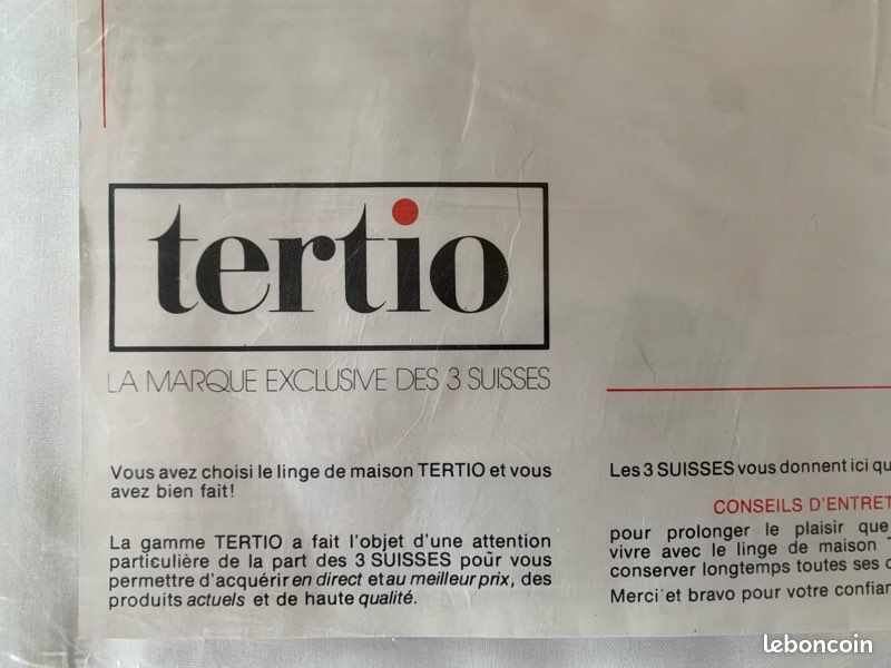 Drap blanc 180x290 Tertio 3 suisses neuf (image 5)