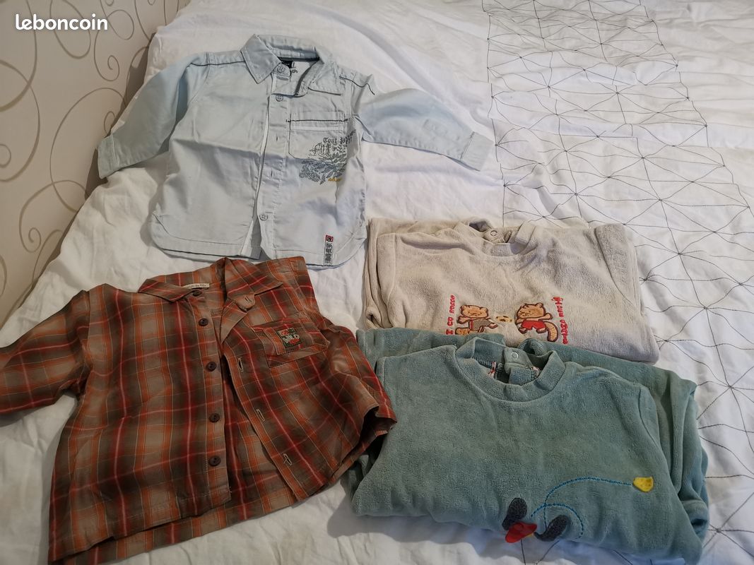 Lot vêtements 18 mois garçon : Chemises / grenouillères (image 1)