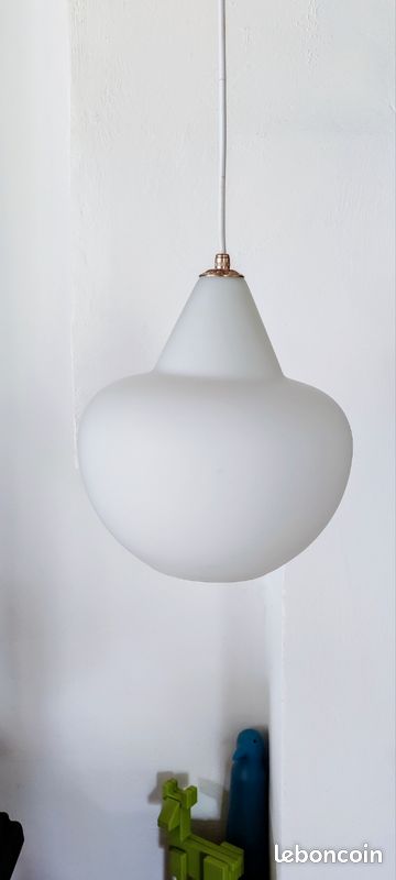 Suspension Vintage Globe En Verre – Avec Système électrique – Reconditionnée