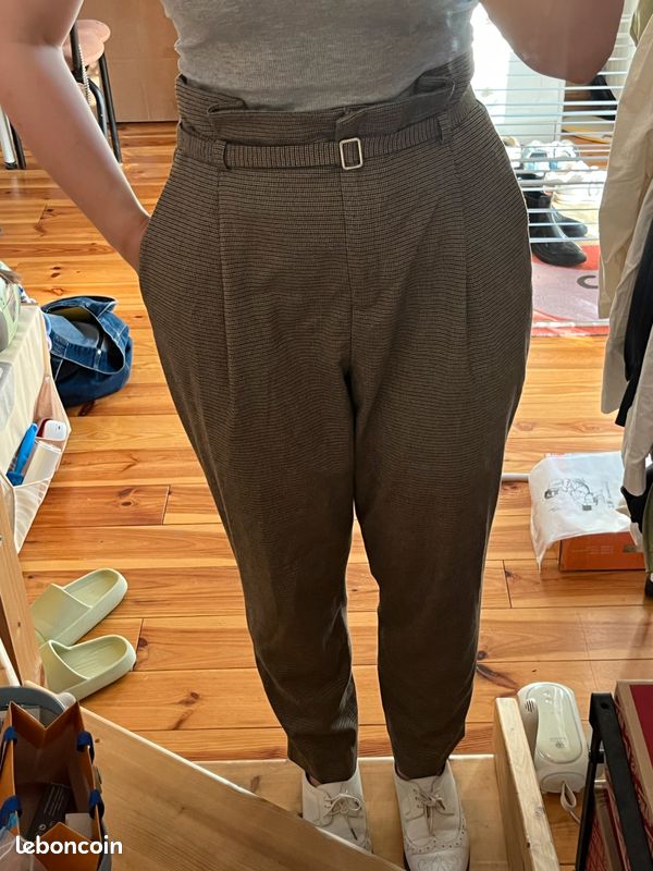 Pantalon Zara carreaux marrons (image 1)
