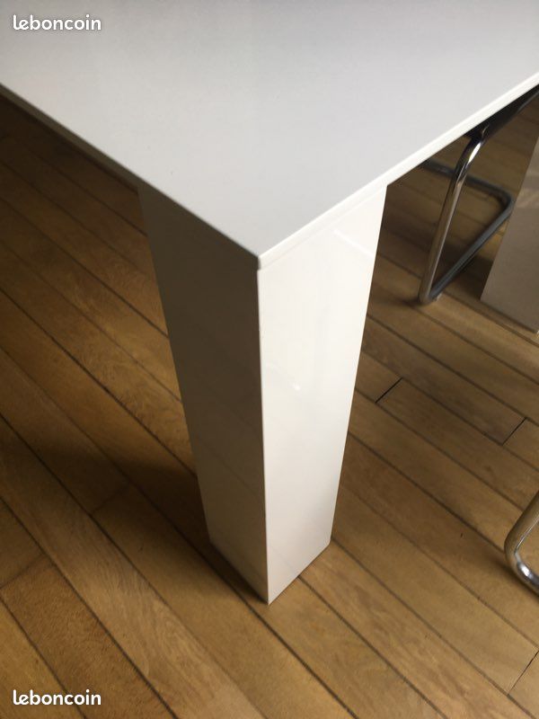 Belle et grande table de salle à manger laquée blanche, 2mx1m (image 5)