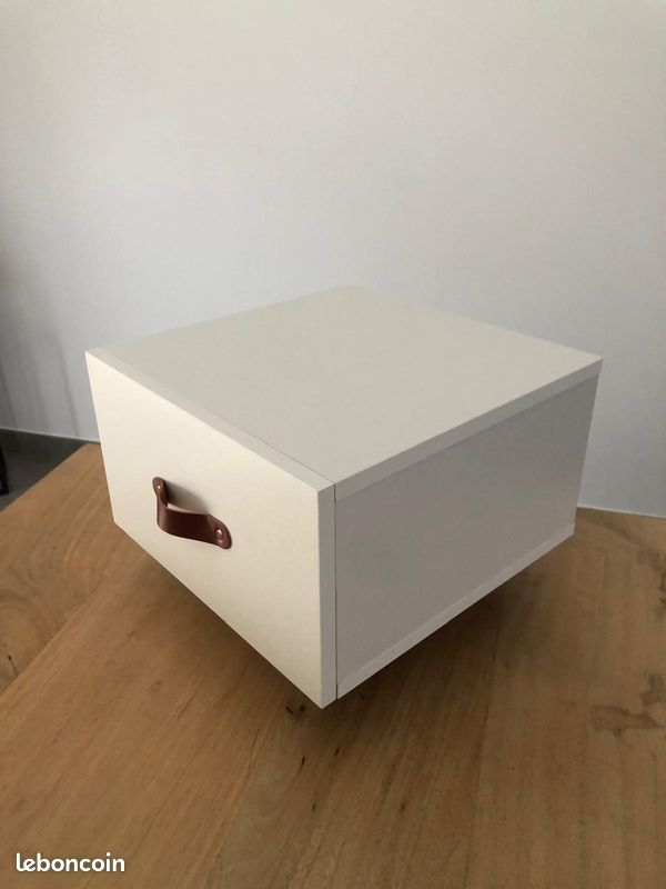Table de chevet murale avec tiroir, blanc, 35 x 35 x 20 cm (image 3)