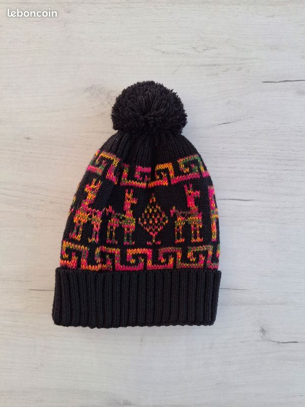 Bonnet Péruvien En Laine D'alpaga - Fabriqué Artisanalement Au Pérou - Taille Ajustable 56-62 Cm - Modèle Unisexe Avec Motifs Incas
