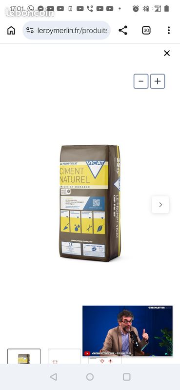 Ciment prompt vicat 25 kg neuf (image 1)