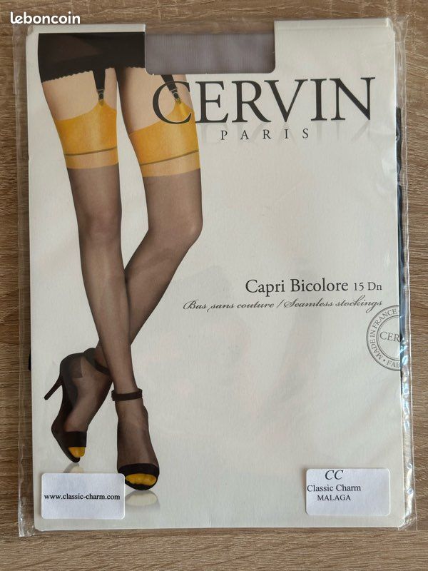 Bas Gerbe - Style Jarretelle - Couleur Cappuccino/Noir - Taille Régulière - Neuf Avec Étiquettes
