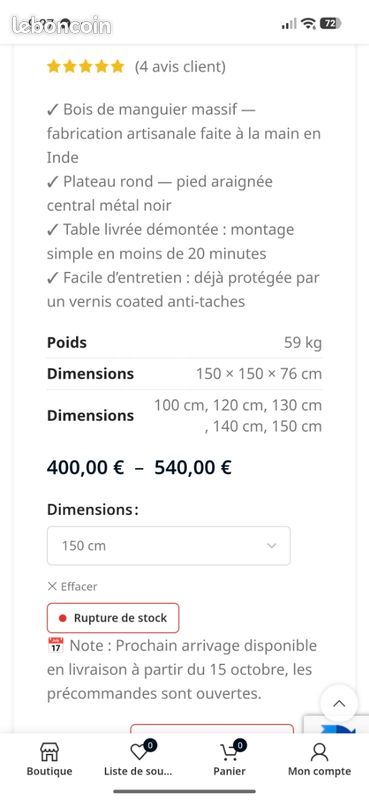 Table ronde en manguier (image 7)