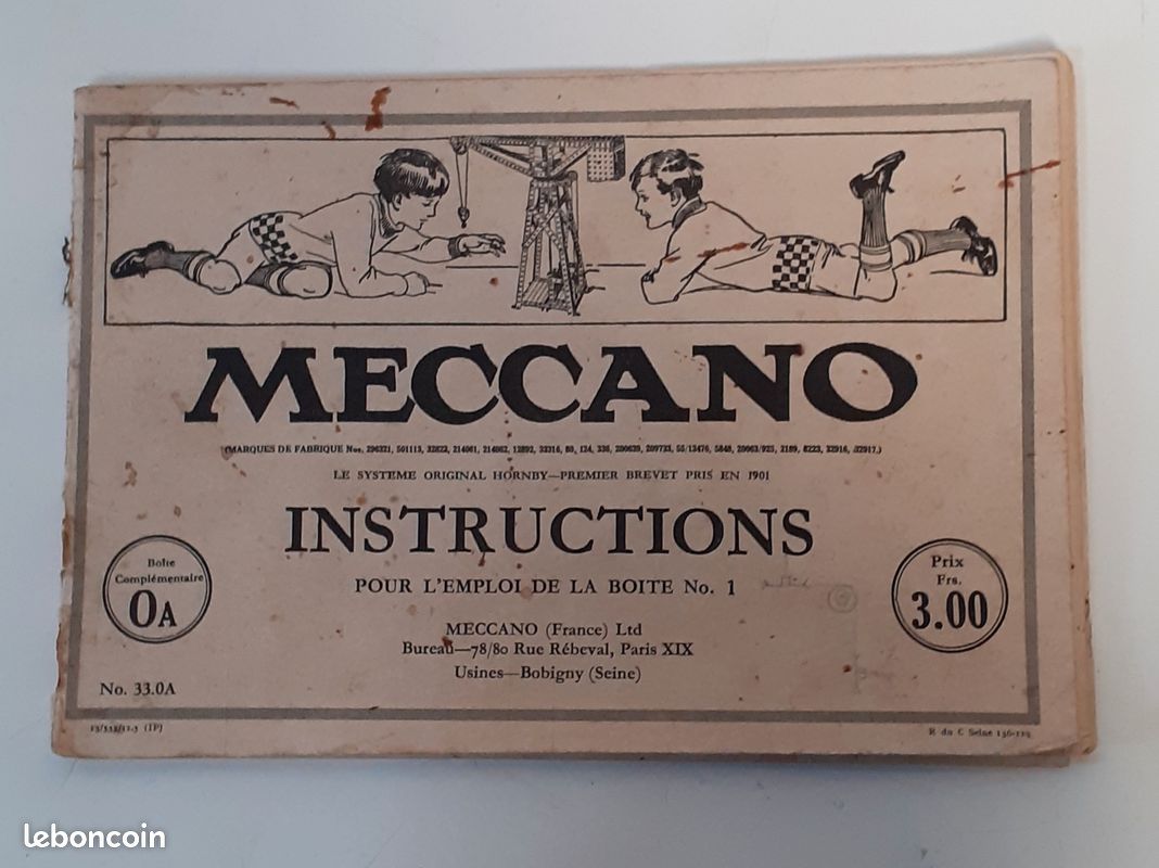 MECCANO - NOTICE pour boite n° 7 EUR 30,90 - FR