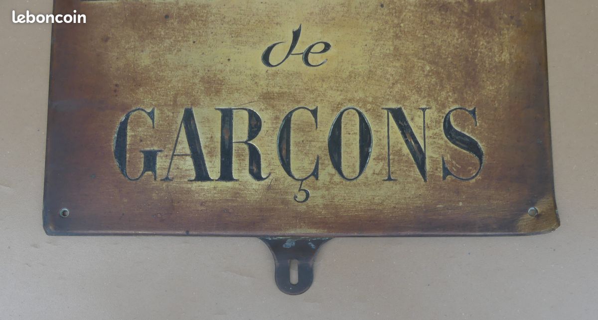 Ancienne plaque "Externat de garçons" laiton vintage déco école publique (image 3)