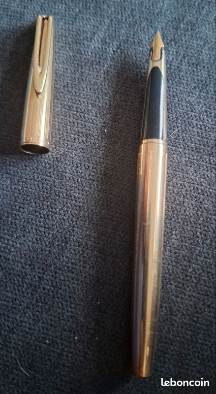 Parure Stylo Waterman C/F - Or Et Noir, Plume Et Bille, Occasion En Bon état Général