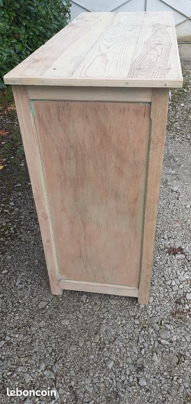 Buffet parisien 1 tiroir 2 portes hêtre massif bois brut (image 7)