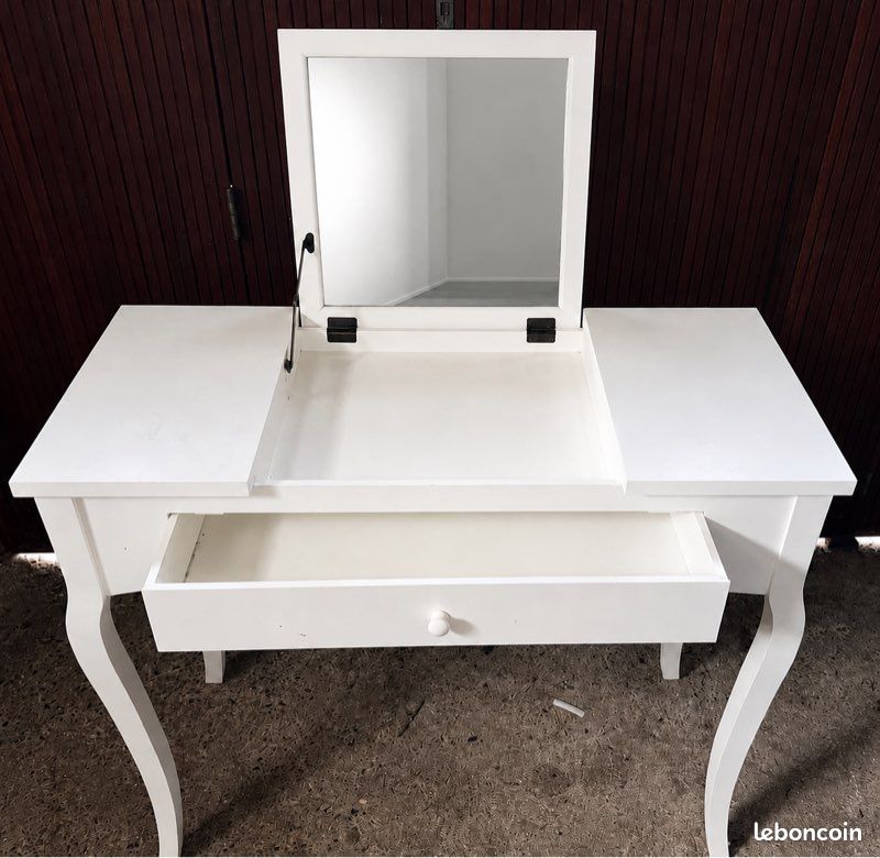 Coiffeuse avec miroir blanche (image 1)