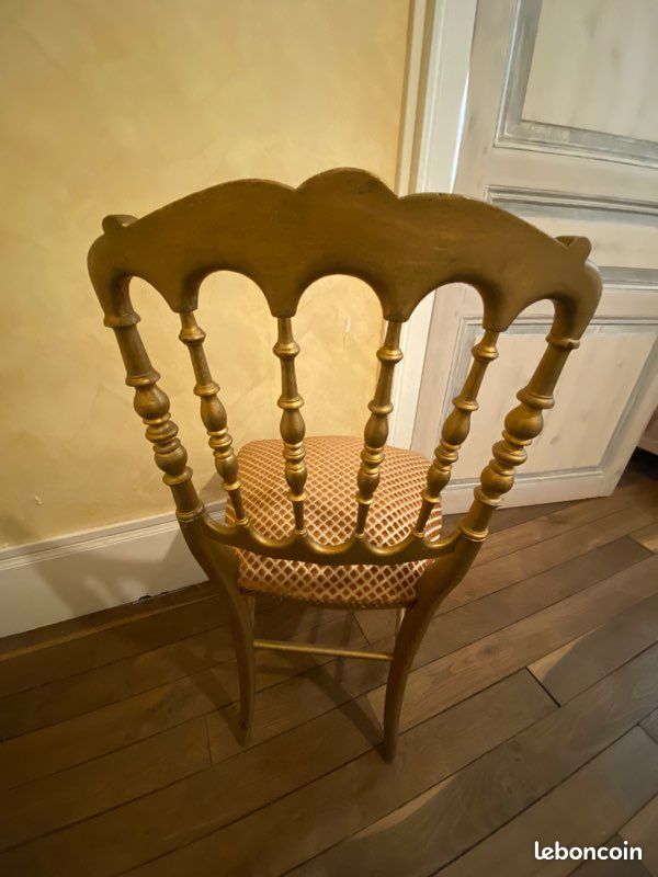 Chaise de théâtre Napoléon III dorée ancienne (image 2)