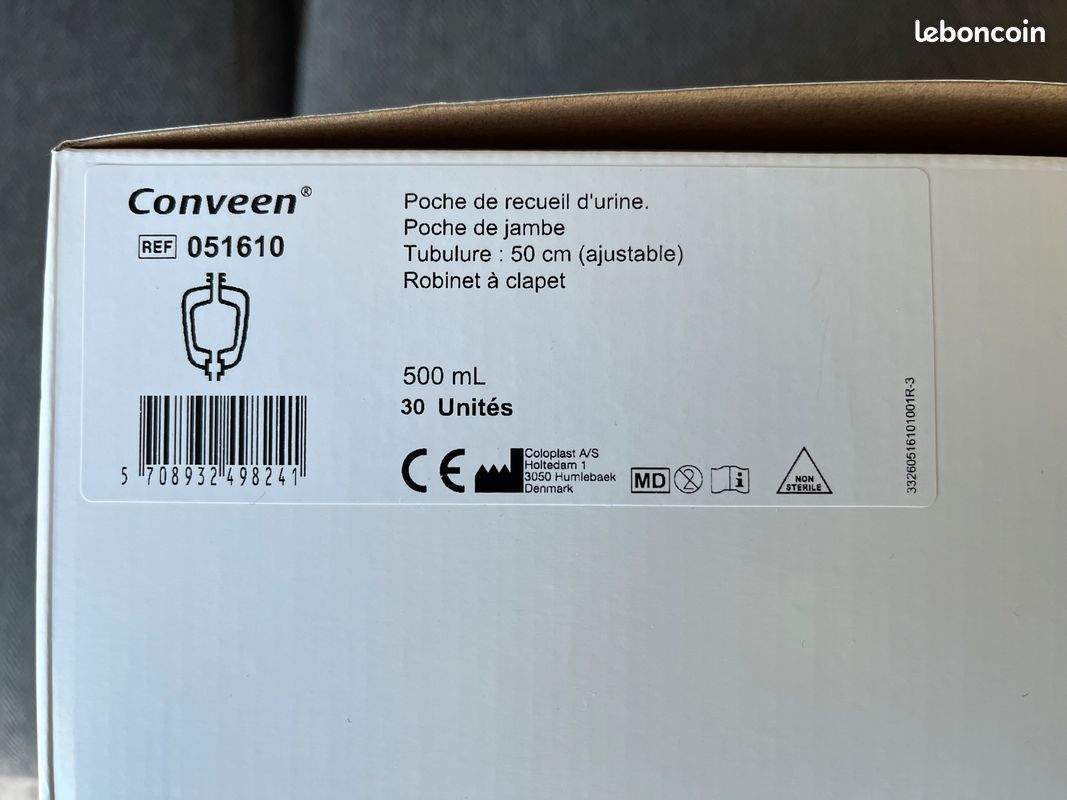 Poches De Recueil D'urine Coloplast - Capacité 750 Ml, Tubulure 50 Cm - Neuf
