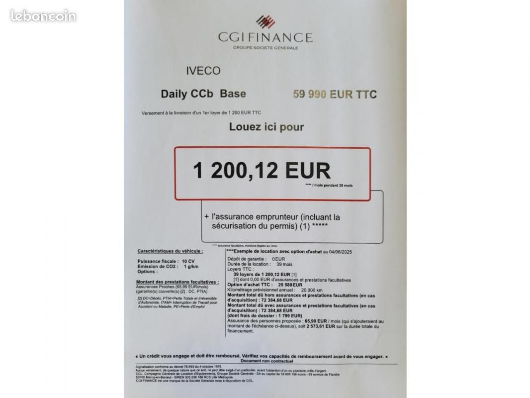 Iveco Daily 35 C 160 ch + Caisse 20m3 + Hayon LOA 1200 euros (image 10)