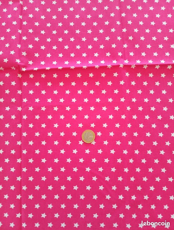 Tissu coton étoile 🌟 fushia et blanc (image 3)