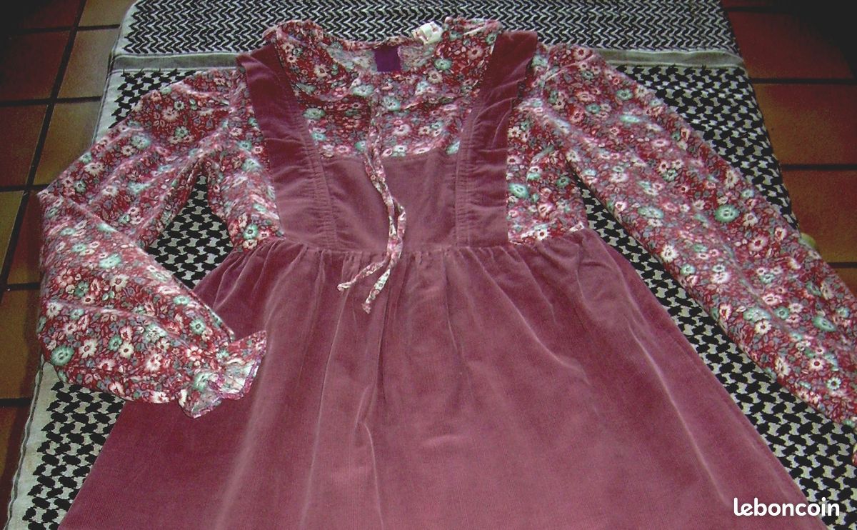 Robe velours cotelee rose 3-4 ans (vic) (image 1)