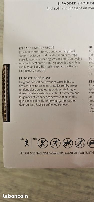 Porte-bébé BabyBjörn Move Mesh Anthracite (0-15 mois) — État neuf dans sa boîte (image 5)